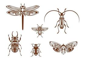 insecten in tribal sier- stijl vector