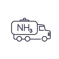 ammoniak, nh3 gas- tanker vrachtauto lijn icoon vector