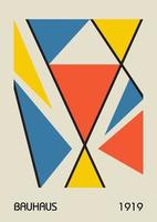 minimale vintage 20s geometrisch ontwerp posters, kunst aan de muur, sjabloon, lay-out met primitieve vormen elementen. Bauhaus retro patroon achtergrond, vector abstracte cirkel, driehoek en vierkante lijntekeningen.