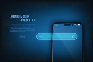 vector zoeken Aan internet met smartphone. mobiel zoeken concept. technologie abstract banier achtergrond.