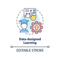 data-ontworpen aan het leren concept icoon. neiging in vaardigheid ontwikkeling abstract idee dun lijn illustratie. inhoud verloving. geïsoleerd schets tekening. bewerkbare hartinfarct. vector