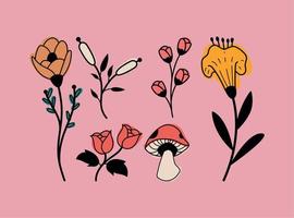 zes bloemen tuin pictogrammen vector