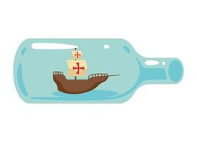 Columbus caravel schip gebotteld vector