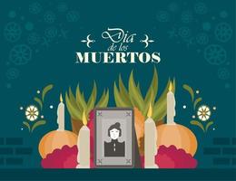 dia de los Muertos belettering kaart vector