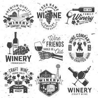 reeks van wijnmaker bedrijf insigne, teken of label. vector illustratie.