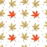 naadloos patroon van oranje herfst bladeren Aan een licht achtergrond. herfst. helder esdoorn- bladeren en kleurrijk erwten. dankzegging. geschikt voor textiel en verpakking vector