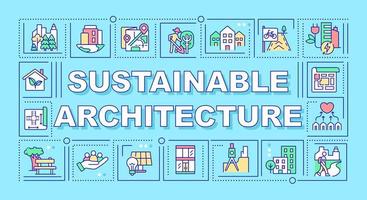 duurzame architectuur woord concepten turkoois spandoek. hernieuwbaar energie. infographics met pictogrammen Aan kleur achtergrond. geïsoleerd typografie. vector illustratie met tekst.