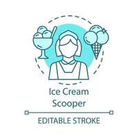 ijs scooper concept icoon. eten en drinken service baan idee dunne lijn illustratie. horeca, ijssalon medewerker. Deeltijdbaan. vector geïsoleerde overzichtstekening. bewerkbare streek