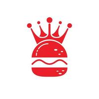 hamburger koning vector logo ontwerp. hamburger met kroon icoon logo concept.