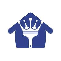 koning verf vector logo ontwerp. kroon en verf borstel icoon.