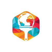 verf borstel en wereldbol vector logo ontwerp. globaal verf icoon logo concept.