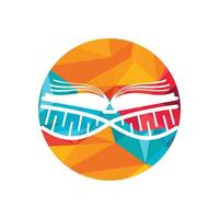 dna boek vector logo ontwerp. genetisch boek vector logo sjabloon.