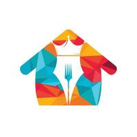 voedsel en restaurants logo ontwerp concept. pen met kroon en vork vector icoon ontwerp.