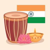 Indië vlag en trommel vector