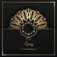 luxe zwarte achtergrond, met gouden mandala-decoratie vector