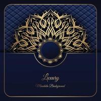 blauw luxe achtergrond, met goud mandala decoratie vector