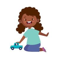 afro meisje speelt met auto vector