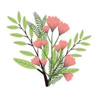 takken en roze bloemen vector