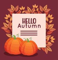 hallo herfst belettering briefkaart vector