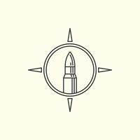 geweer of kogel met lijn kunst en embleem stijl logo vector illustratie ontwerp icoon sjabloon. soldaat, schutter, leger logo
