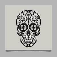 vector illustratie van zwart en wit tatoeëren schedel Aan papier