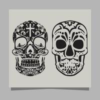 vector illustratie van zwart en wit tatoeëren schedel Aan papier