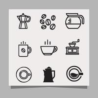 pictogrammen over koffie, koffie bonen, koffie makers, koffie cups en anderen getrokken Aan papier zijn heel geschikt voor pictogrammen, flyers, sociaal media en anderen vector