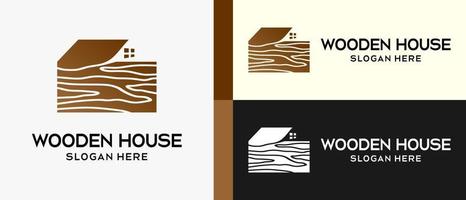 houten huis logo met premie vector creatief elementen. vector illustratie