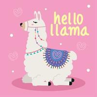 Hallo lama belettering vector