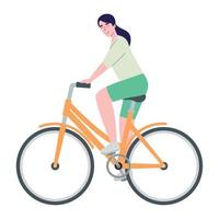 jong vrouw rijden fiets vector