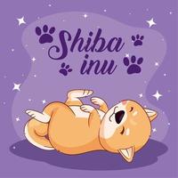 shiba inu belettering met poten vector