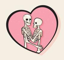 skeletten paar in hart vector
