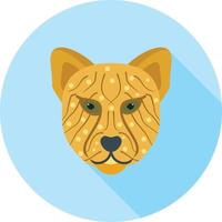 Jachtluipaard gezicht vlak lang schaduw icoon vector