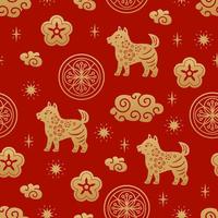 chinese traditionele dierenriem tekens hond naadloze patroon. oosters ornament vector