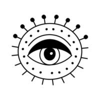 kwaad doodle oog. handgetekende hekserij oog talisman, magisch heilig symbool vector