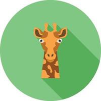giraffe gezicht vlak lang schaduw icoon vector