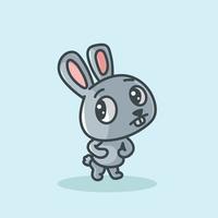 schattig konijn tekenfilm mascotte logo vlak ontwerp premie vector