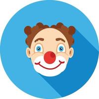 clown gezicht vlak lang schaduw icoon vector
