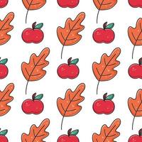 rood appels en vergeeld eik bladeren naadloos herfst patroon vector