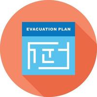 evacuatie plan vlak lang schaduw icoon vector