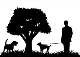 silhouet van hond en menselijk decoratie Aan wit achtergrond vector
