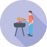 barbecue vlak lang schaduw icoon vector