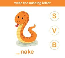 schrijf de ontbrekende letter, illustratie, vector