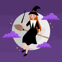 halloween heks illustratie vector vlak concept