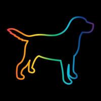 regenboog silhouet van een hond Aan een zwart achtergrond. vector illustratie.