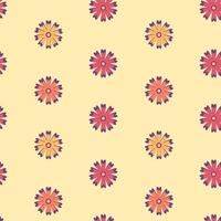 naadloos patroon met abstract bloemen in een warm oranje Purper palet Aan beige achtergrond. vector