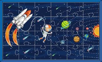 astronaut in ruimte foto puzzel spel sjabloon vector