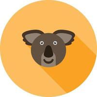 koala beer gezicht vlak lang schaduw icoon vector