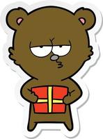 sticker van een Kerstmis beer tekenfilm vector