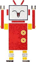 retro illustratie stijl cartoon robot vector